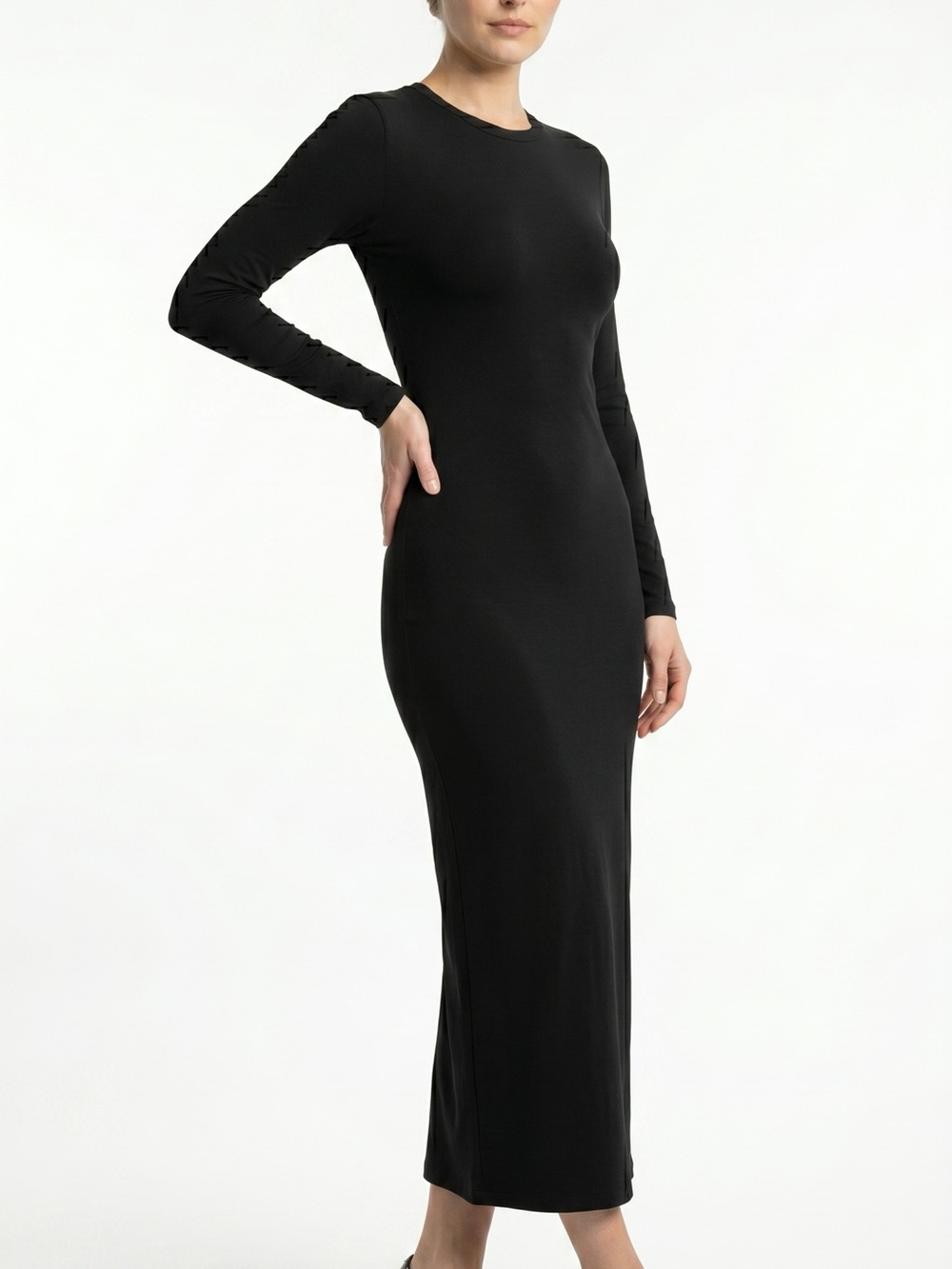Long Sleeve Black Bodycon Maxi Dress